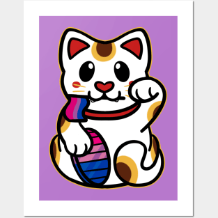 LGBTQ+ Pride Lucky Cat - Bisexual Posters and Art